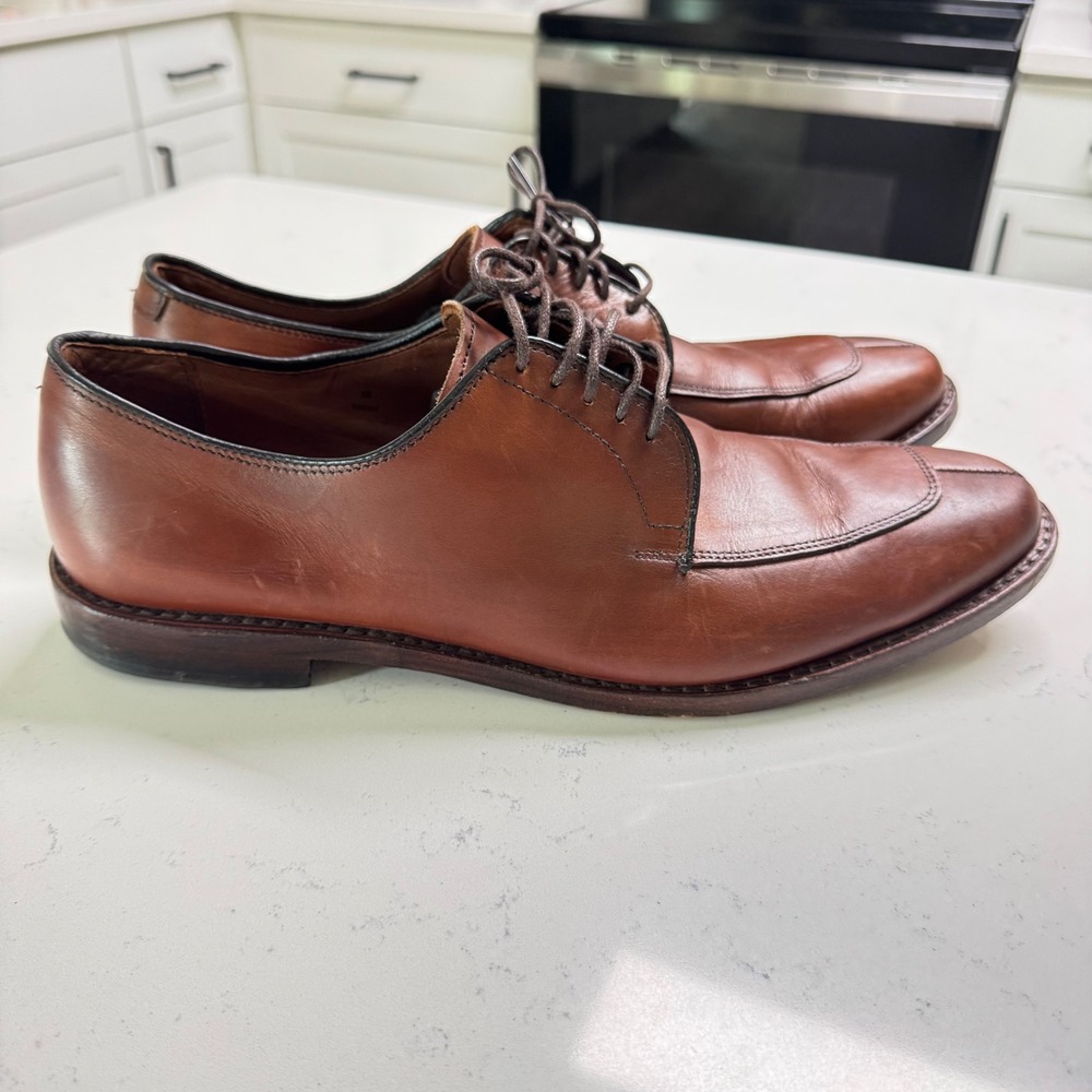 Allen Edmonds Delray Dress Shoes Mens 10 B Brown Leather Split Toe Derby 6370 - Picture 4 of 10